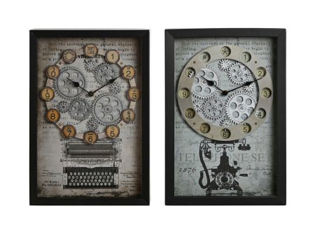 Wall Clock Home ESPRIT Yellow White Black Grey Metal Crystal Vintage 27,5 x 6,5 x 40,5 cm (2 Units) Online now