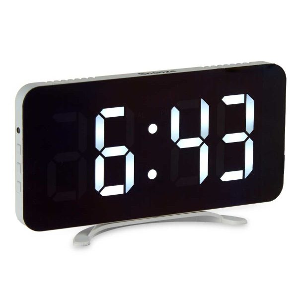 Table-top Digital Clock White ABS 15,7 x 7,7 x 1,5 cm (12 Units) Supply