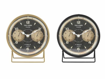 Table clock DKD Home Decor 12 x 5 x 14 cm Black Golden Iron PVC Vintage (2 Units) Online now