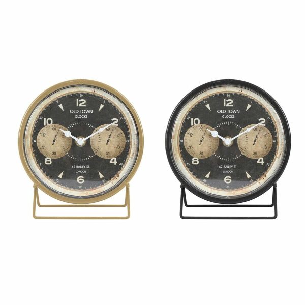 Table clock DKD Home Decor 12 x 5 x 14 cm Black Golden Iron PVC Vintage (2 Units) Online now