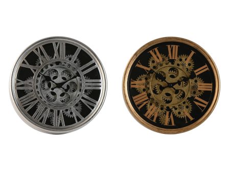 Wall Clock Home ESPRIT Black Golden Silver Metal Crystal 25 x 6,3 x 25 cm (2 Units) Sale