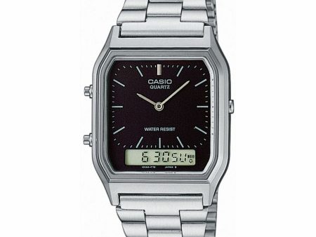 Unisex Watch Casio EDGY COLLECTION - BLACK Black Silver Discount