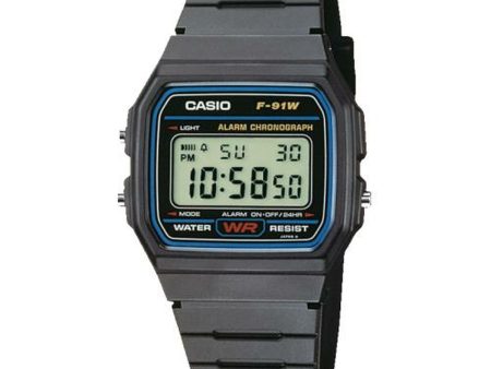 Unisex Watch Casio F-91W-1YER Black (Ø 35 mm) Discount