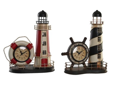 Table clock DKD Home Decor 25.5 x 14 x 32.5 cm Red Black Metal Vintage Headlight (2 Units) Online Hot Sale