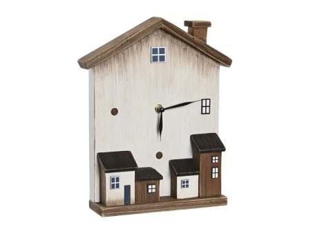 Table clock DKD Home Decor 26 x 7 x 31 cm White Houses Online Sale