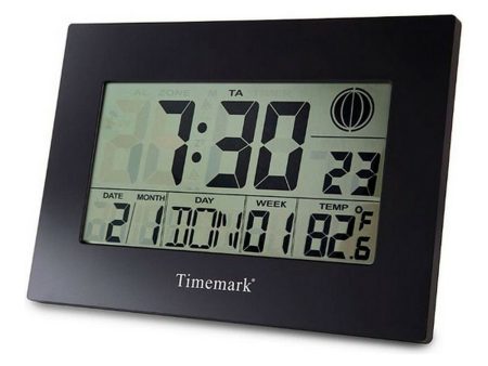 Wall Clock with Thermometer Timemark Black (24 x 17 x 2 cm) Online now